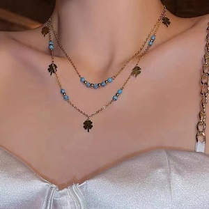 Collares Edelstahl SCHMUCK moda personalizada joyería de acero inoxidable collar de trébol - Product Image 2