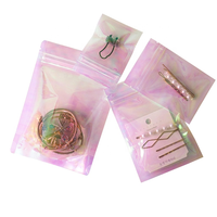 Pochettes holographiques en mylar, petits sacs transparents, petits et mignons à fermeture éclair, pour cadeaux de beauté, 100 pièces