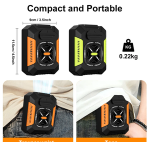 Ventilateur portable à suspendre à la taille, rechargeable par USB, pour une utilisation extérieure toute la journée, avec batterie externe et éclairage intégrés. - Product Image 2