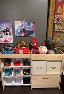 Organisateur de jouets écologique pour enfants avec boîte de rangement à roulettes et étagère pour la chambre de jeu des enfants, garçons et filles - Product Image 2