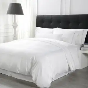 Juego de cama de algodón egipcio de lujo, nuevo diseño, fabricantes, Sábana plana de Hotel blanca
