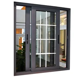 Amerikan ızgara tasarımı çift cam alüminyum cam sürgülü pencereler sürgülü pencereler makul fiyat