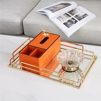 Plateau de rangement en alliage métallique de forme carrée, miroir, pour bijoux, maquillage, cosmétiques, plateau de table, plateau de rangement pour tasses à thé, pour la décoration de la maison