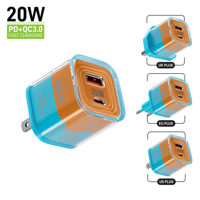 Custom 20W Portable Phone Charger PD QC3.0 GanN Fast Charger for iphone Accessories