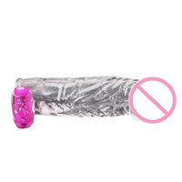 Funda de silicona para pene con función vibratoria electrónica Productos sexuales-Anillo para pene para agrandar el pene