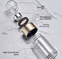 Bouteille d'eau en verre borosilicate incassable de 450 ml/350 ml, design européen, motif personnalisé, avec infuseur à thé et filtre – Vente en gros