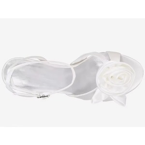 Nuevas Sandalias de Tacón Alto Elegantes de Moda Blanca para Mujer, para Bodas y Fiestas, con Punta Abierta Redonda, Correa en el Tobillo y Tacón Delgado con Flor - Product Image 6