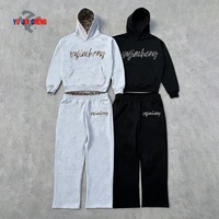 Ensemble de survêtements épais Y2K Streetwear en molleton de haute qualité avec pantalon de jogging à double taille et sweat à capuche imprimé léopard pour hommes