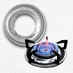 10 Fogli di Alluminio Spessi Antiolio per Bruciatori, Utensili da Cucina Monouso, Tappetini Circolari Resistenti al Calore per Fornelli a <span class=keywords><strong>Gas</strong></span> 23x23cm - Product Image 1