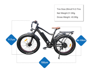 Vélo électrique tout-terrain 26 pouces <span class=keywords><strong>Fat</strong></span> MTB, batterie lithium 48V 15Ah, moteur Bafang à moyeu arrière, pour <span class=keywords><strong>neige</strong></span> et plage, pneus larges - Product Image 6