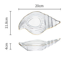 2021High Quality Nordic Creative Gold <strong>Rim</strong> Star Shell Tray Decoration Clear <strong>Small</strong> Glass Jewelry Plate - Product Image 3
