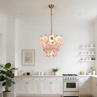 Lustre en verre de Murano italien vintage rose et blanc