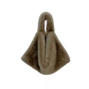 For Women's Fashion Fluffy Fur Small Wrist Handbag New Design Custom Logo Zipper Pillow Shape Strapless <b>20L</b> Polyester - Product Image 1