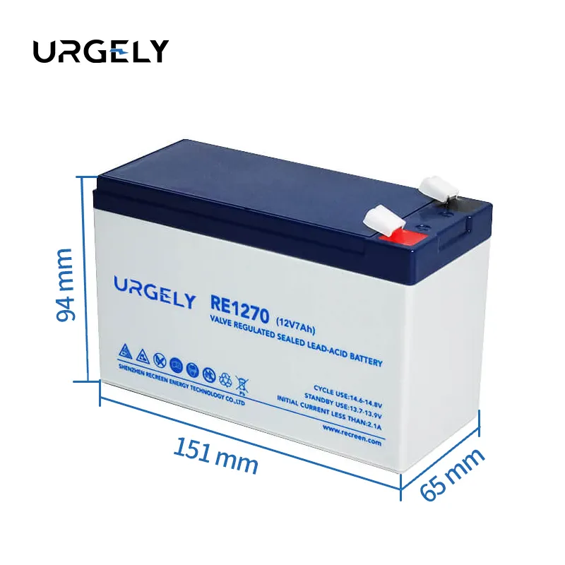 Urgely High Quality Long Life Cycle Shipping Maintenance Free 6fm7 20hr 12v 7ah 9ah 5ah Sealed Rechargeable Ups 12v7ah Agm Gel