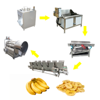 Ligne de production semi-automatique de chips de banane avec éplucheur, trancheuse et friteuse, machine de fabrication de snacks en acier inoxydable 304 de qualité alimentaire pour les entreprises agroalimentaires