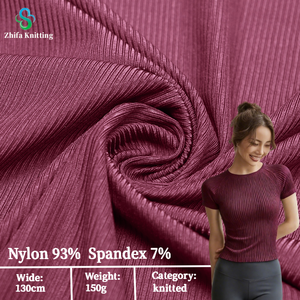 Tessuto a Costine Elasticizzato 150gsm 93% Nylon 7% Spandex, Morbido Tessuto Lavorato a Maglia per Top Yoga e T-Shirt - Product Image 1