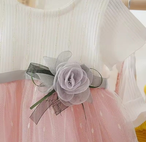 Nuovo Vestito Estivo per Bambine, Stile Principessa, Lunghezza al Ginocchio, con Fiocco Floreale, Design a Strati in Tulle per Feste di Compleanno - Product Image 5