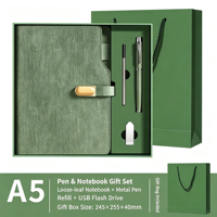 Carnet à feuilles mobiles multifonctionnel A5 avec logo imprimé, bloc-notes d'affaires haut de gamme, coffret cadeau, cuir PU, design moderne, cadeau pour homme