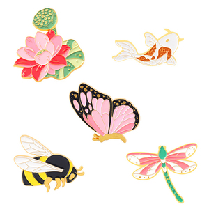 Oferta Especial: Pin de Esmalte Suave al por Mayor, Diseño Flor de Loto y Mariposa, Decorativo para Bolsos, Insectos, Botánica, Botones de Solapa, Insignias, Pin de Metal Personalizado, Pin de Dibujos Animados - Product Image 4