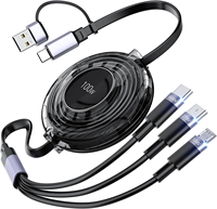 Kabel Data Tahan Lama 3 in 1 USB PD 100W Kabel Pengisian Cepat Universal Multi Fungsi untuk Ponsel/Type-C/Android