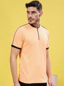 Camiseta con cuello mandarín liso para hombre, camiseta ajustada, producto a granel hecho a mano personalizado - Product Image 6