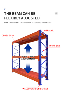 Estantería Metálica Industrial Apilable de Alta Resistencia, Estantería de Acero sin Pernos, Ajustable, Capacidad de Carga de 1000 kg/Nivel, Almacenamiento para Almacén - Product Image 3