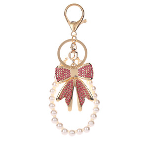 Porte-clés en forme de nœud coloré avec strass, pendentif créatif en métal pour sac de femme, porte-clés, anneau porte-clés - Product Image 4