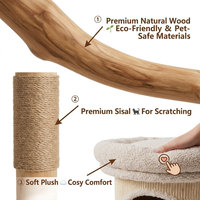 Arbre à chat en bois de luxe, tour d'escalade moderne pour chat, design antidérapant écologique, mobilier pour chat d'intérieur/extérieur à 2 niveaux, en carton