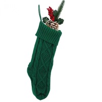 Meilleure vente transfrontalière : Grande housse de chaussette de Noël en fil tricoté à motif losanges de 46 cm, décoration de scène de Noël, cadeau