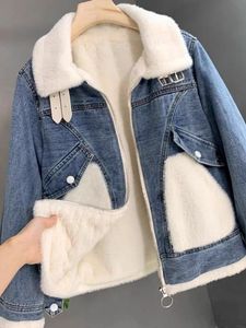<span class=keywords><strong>Veste</strong></span> en jean personnalisée pour <span class=keywords><strong>femme</strong></span> 2026 avec <span class=keywords><strong>capuche</strong></span>, style streetwear d'hiver, mode outdoor, polaire et denim - Product Image 2