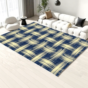 Alfombra de Salón de Pelo Medio con Diseño de Rayas, Base Antideslizante de TPR, Imitación Cachemira, Lavable a Máquina, Fácil Cuidado - Product Image 4
