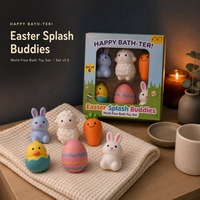 Ensemble de jouets de bain pour bébé, modèle Pâques, en vinyle, animaux mignons (lapin, agneau, poussin) avec fonction pulvérisation d'eau, flottants pour la baignoire, personnalisable en usine
