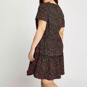 Robes midi grande taille personnalisées en promotion, taille naturelle, imprimées, confortables, à manches courtes, décontractées - Product Image 2