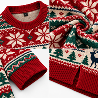 Pull de Noël personnalisé à col rond pour homme, tricoté, avec logo personnalisé, jacquard, hiver, pull de Noël moche, OEM
