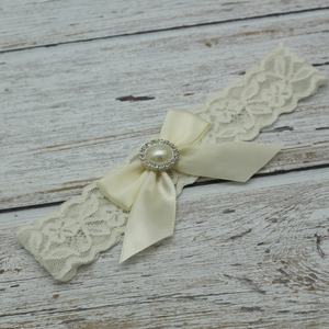 Jarretières simples en dentelle <span class=keywords><strong>ivoire</strong></span> Bon <span class=keywords><strong>porte</strong></span>-jarretelles de mariage élastique - Product Image 2