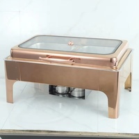 Nouveau Réchaud de Buffet Commercial de Luxe en Acier Inoxydable Durable 9L Or Rose pour Hôtels, Buffets, Traiteurs et Mariages