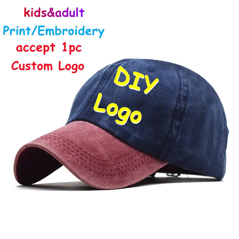 Cappellino da Baseball in cotone lavato con Logo personalizzato stile genitore bambino semplice Vintage Snapback cappello Unisex Casual cappellini regolabili