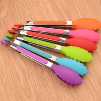 Pince de service et de cuisson FTS002 en acier inoxydable et silicone, 8, 10, 12 pouces, pour salade et grillades