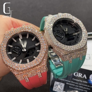 Boîtier de montre GA2100 serti de diamants Moissanite, en argent sterling 925, pièce de montre en Moissanite VVS, passe le testeur de diamants - Product Image 2