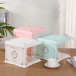 In stock PVC with Clear Window 6 8 10 12 Inch cake boxes Custom pink white cardboard transparent cake box