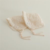Chapeaux et casquettes pour bébé fille en dentelle et coton de couleur unie, bonnets pour nouveau-né et tout-petit, chapeau souple de type bob, chapeau de pêcheur vintage à carreaux