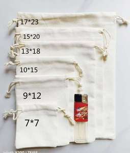 Custom logo Printed Custom <b>White</b> Drawstring Pouches Gift Packaging Cotton Cosmetic Jewelry Packaging <b>Bags</b> Canvas <b>Tote</b> <b>Bag</b> - Product Image 3