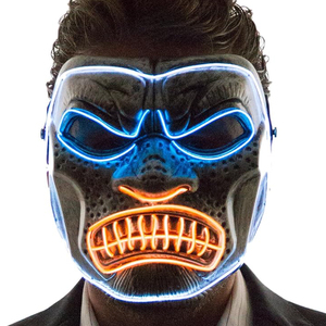 Light up Mens <strong>Scary</strong> Gorilla <strong>Mask</strong> Blue Orange White - Product Image 1