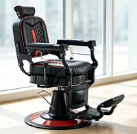 Fauteuil de barbier élégant à motif matelassé, confortable, inclinable hydrauliquement, pour salon de beauté et barbier