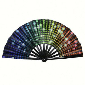 พัดไม้ไผ่พับได้ขนาด 13 นิ้ว ลายพิมพ์สำหรับงานปาร์ตี้ เต้นรำ เทศกาล สไตล์แกะสลัก ของที่ระลึก - Product Image 3