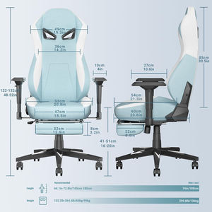 Silla de Juego Ergonómica de Tela AJUNION con Reposapiés, Silla de Oficina con Respaldo Alto Estilo Racing, Silla de Juego Ajustable en Altura para Adultos - Product Image 3