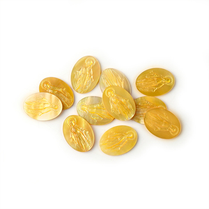 Großhandel natürliche gelbe Schmucksc halen Hochwertige geschnitzte Perlmutt anpassbare Edelsteine im Oval schliff - Product Image 3