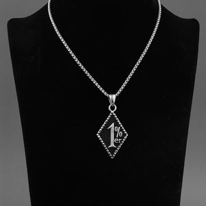 1% ER liontin baja Titanium & jimat perhiasan mode unik grosir kalung baja tahan karat koleksi satu persen - Product Image 3