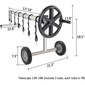 Enrouleur de couverture de piscine en aluminium VINGLI de 18 pieds avec roues pour piscines enterrées - Product Image 4