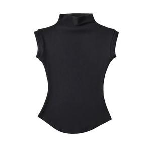 T-shirt sans manches blanc à col montant, style Ins Pure Desire, pour <span class=keywords><strong>femme</strong></span>, été, <span class=keywords><strong>sexy</strong></span>, moulant, taille cintrée, court, tendance Hot Girl - Product Image 4